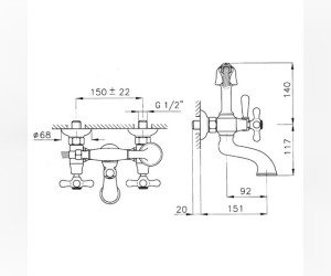 Смеситель Nicolazzi Nuova Brenta 2501AG для ванны с ручным душем