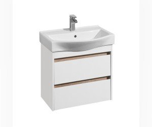 Тумба под раковину Акватон Нортон 65 см, 1A248801NT010, подвесная/напольная, белый глянцевый/дуб эндгрейн