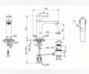 Смеситель Ideal Standard Connect Air Grande для раковины, хром, A7013AA
