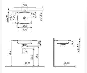 Раковина Vitra Metropole 5667B003-1083 47x40 см, встраиваемая снизу, без перелива