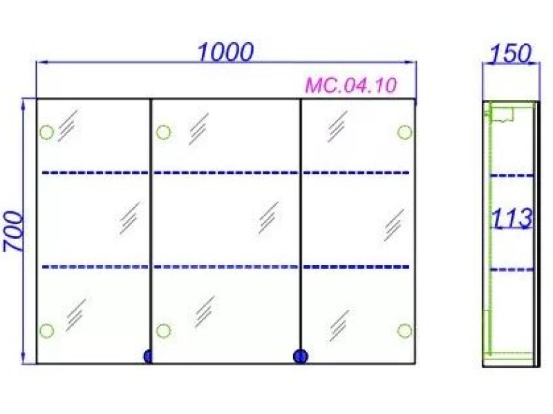 Зеркальный шкаф Aqwella MC.04.10, 100 см