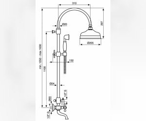 Душевой комплект Emmevi 1261181BR, бронза