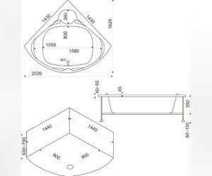 Ванна гидромассажная Bas Хатива (Xativa) 143 х 143 см (ВГ00264/ВГ00265)