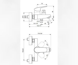 Смеситель для ванны и душа Ideal Standard Ceraflex B1740AA