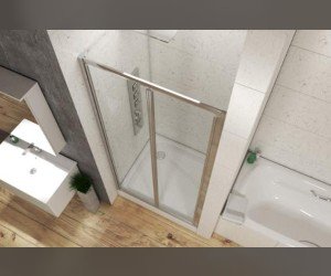 Душевая дверь в нишу Bravat Line BD100.4121A, 100 x 200 см, складная, стекло прозрачное, хром