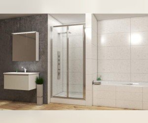 Душевая дверь в нишу Bravat Line BD100.4121A, 100 x 200 см, складная, стекло прозрачное, хром