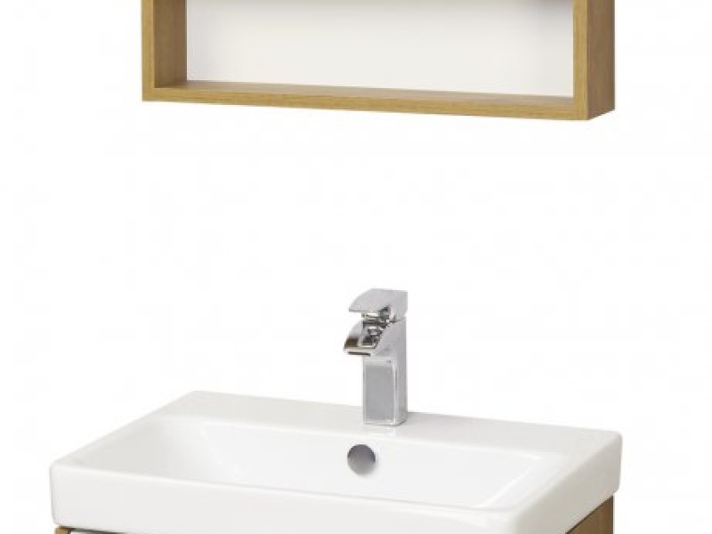 Зеркальный шкаф Акватон Сканди 55 см, 1A252102SDZ90, подвесной, белый/дуб рустикальный