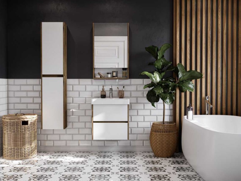 Зеркальный шкаф Акватон Сканди 55 см, 1A252102SDZ90, подвесной, белый/дуб рустикальный