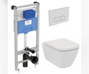 Инсталляция Ideal Standard Prosys с кнопкой, с унитазом Ideal Standard i.life B RimLS+, сиденье микролифт, комплект, IP001401