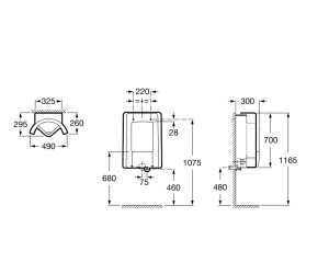 Писсуар Roca Site 359605000 49 x 26 x 70 см с задним подводом воды, белый