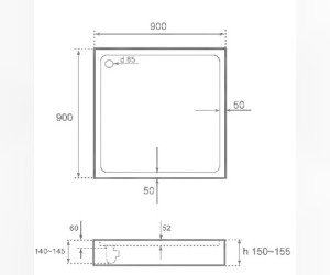 Поддон для душевой кабины Bas Аполло 90 x 90 см ПН00007 акриловый, квадратный, без экрана, без слива, без ножек, белый
