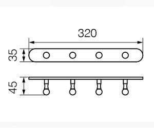 Планка с 4-мя крючками Veragio Gialetta VR.GIL-6437.CR, 31,5 см, хром