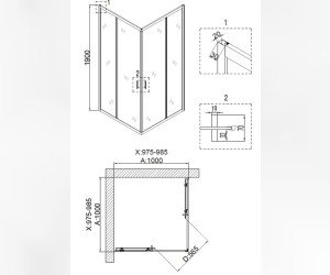 Душевой уголок Niagara Nova 100 х 100 см, профиль черный, стекло прозрачное, NG-6809-08 BLACK