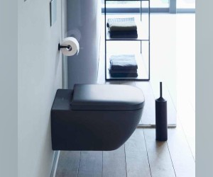 Подвесной унитаз Duravit Happy D.2 Plus 2222098900 36.5 x 54 см безободковый, с креплением Durafix, цвет антрацит матовый