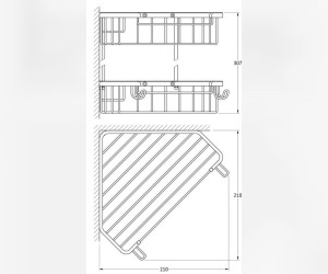 Полочка-решетка угловая 2-х ярусная FBS Ryna RYN 006 23/23 см