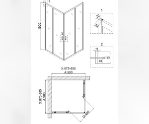 Душевой уголок Niagara Nova 90 х 90 см, профиль черный, стекло прозрачное, NG-6808-08 BLACK