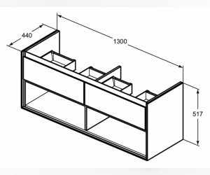 Тумба под раковину Ideal Standard Connect Air 130 см, подвесная, темно-коричневый матовый, белый матовый, E0831VY