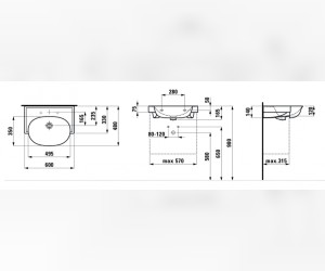 Раковина Laufen New Classic 8.1385.3.757.109.1 60 х 48 х 16.5 см, SaphirKeramik, без отверстия, белый матовый