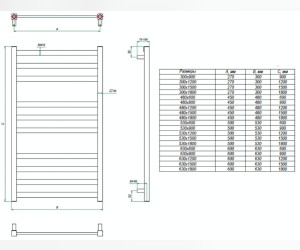 Полотенцесушитель электрический Grota Vento 30 x 150 см, ширина 30 см, высота 150 см, матовый