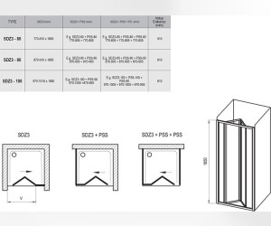 Душевая дверь в нишу Ravak SDZ3-80, профиль белый, витраж транспарент, 02V40100Z1