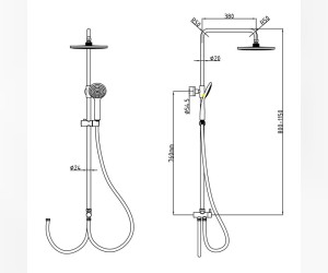 Душевой гарнитур с верхним душем Gllon GL-C015СР