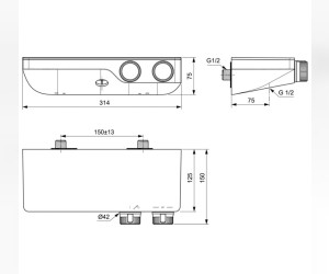 Смеситель Ideal Standard Ceratherm S200 термостатический для душа, хром, A7329AA