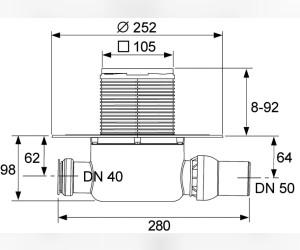 Трап дренажный TECEdrainpoint S 120, стандартный с универсальным фланцем Seal System, 3601200