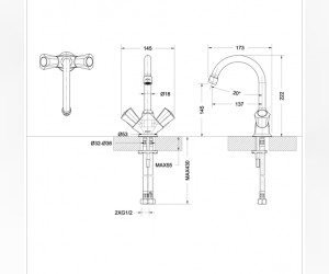 Смеситель Bravat Duo F1133186CP-RUS для раковины