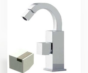 Смеситель Bandini Ice Cube 752220SN01LR для биде, матовый никель/ручка белый дуб