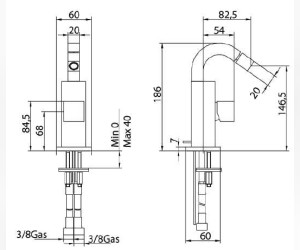 Смеситель Bandini Ice Cube 752220SN01LR для биде, матовый никель/ручка белый дуб