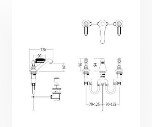 Cмеситель Devon&Devon Black Dandy MARF46NKSBD для раковины на 3 отв., блестящий никель