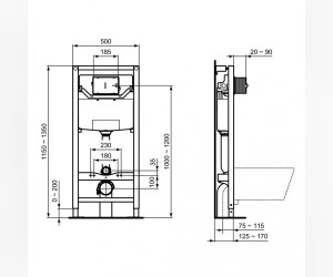 Инсталляция Ideal Standard Prosys с унитазом Tesi AquaBlade, T3868V1, сиденье микролифт, комплект