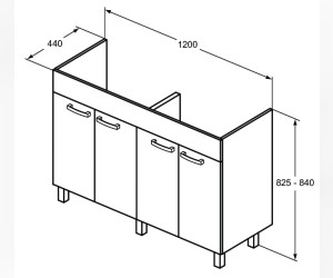 Тумба под раковину Ideal Standard Tempo 120 см, напольная, белый лак глянцевый, E0538WG