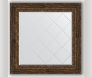 Зеркало с гравировкой в багетной раме Evoform Exclusive-G BY 4344 92 x 92 см, состаренное дерево с орнаментом