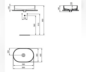 Раковина Ideal Standard Strada II Oval Vessel 60 см, белый, T298101