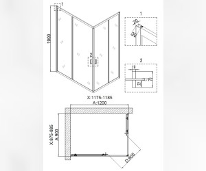 Душевой уголок Niagara Nova 120 х 90 см, профиль хром, стекло прозрачное, NG-6611-08