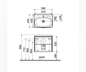 Тумба с раковиной Vitra Nest Trendy 60 см с LED подсветкой и датчиком движения, 56144