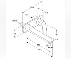 Смеситель Kludi Balance 522478775 для раковины настенный, излив 23.5 см, черный матовый