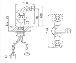 Смеситель D&K Hessen Hercules DA1422241 для биде