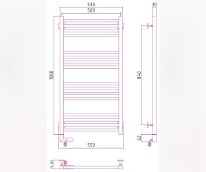 Полотенцесушитель электрический Сунержа Модус 2.0 1000 x 500, ширина 50 см, высота 100 см, МЭМ левый/правый, матовое золото