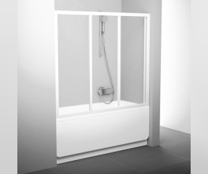 Шторка для ванны Ravak AVDP3-120, профиль белый, витраж транспарент/грейп, 40VG0102ZG/40VG0102Z1