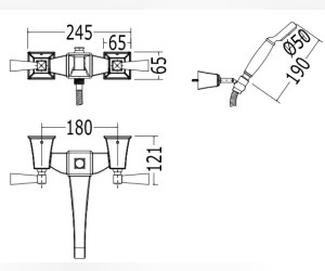 Смеситель Devon&Devon Vip Time VPTIME234NKSANE для ванны/туалета, сатинированый никель