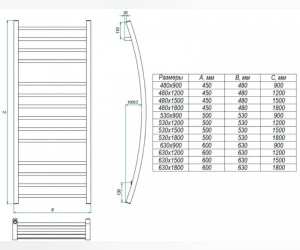 Полотенцесушитель электрический Grota Moda 53 x 150 см, ширина 53 см, высота 150 см, крашеный белый