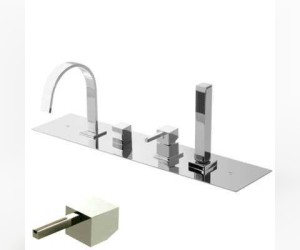 Смеситель Bandini Ice Cube 2 7661400005LR для ванны/душа, хром/ручка белый дуб