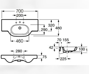 Раковина Roca Meridian-N 327240000, 70 x 46 см