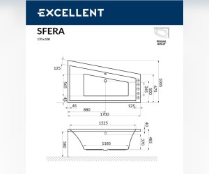 Ванна гидромассажная Excellent Sfera 170 x 100 см, P ULTRA, хром