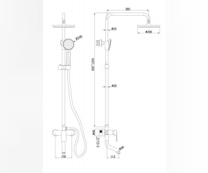 Душевая колонна Bravat Emeralda F6337371CP-A-RUS со смесителем для ванны и душа, хром