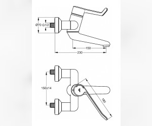 Смеситель Ideal Standard Ceraplus Sequential настенный для раковины, хром, B8222AA