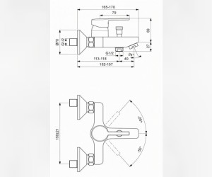 Смеситель Vidima Логик (Logik) BA279AA для ванны и душа с душевым гарнитуром, хром