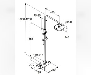 Душевая система Kludi Logo Dual Shower System 6809505-00 с термостатом, ручная лейка 1S